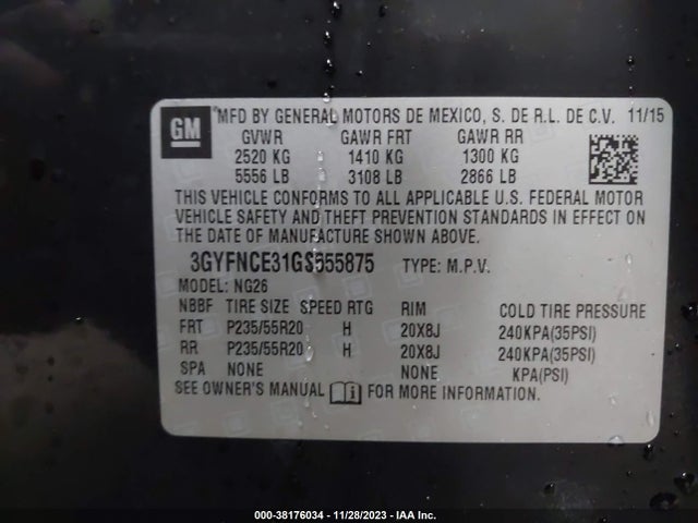 3GYFNCE31GS555875 Cadillac Srx Performance Collection