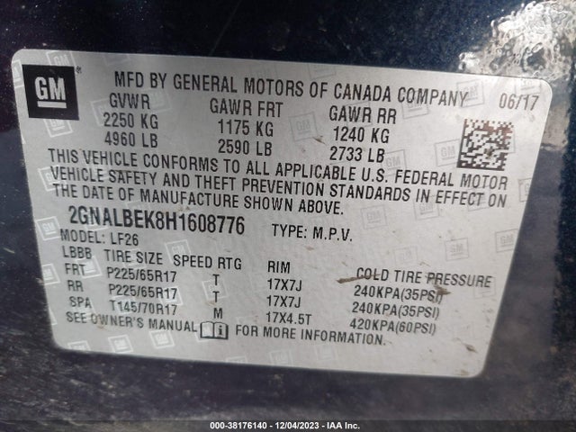 Chevrolet EQUINOX LS 2017 2GNALBEK8H1608776 Image 9