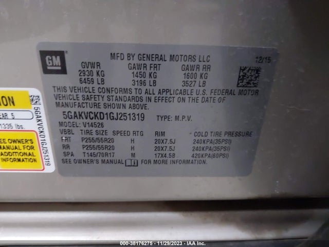 Buick Enclave Premium 2016 5GAKVCKD1GJ251319 Image 9