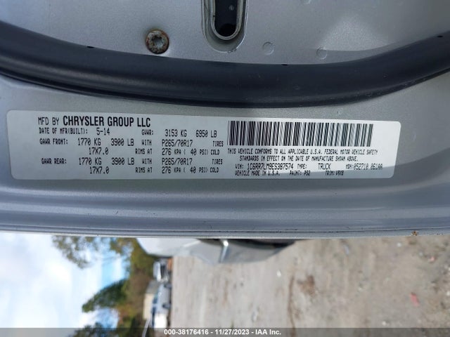 2014 RAM 1500 SLT VIN: 1C6RR7LM9ES387574