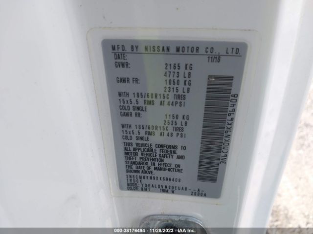 3N6CM0KN9KK696408 Nissan Nv200 S