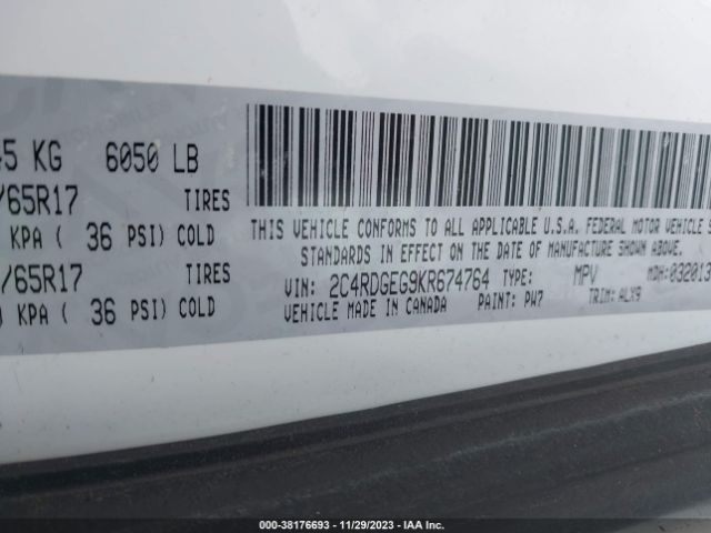2C4RDGEG9KR674764 Dodge Grand Caravan Gt