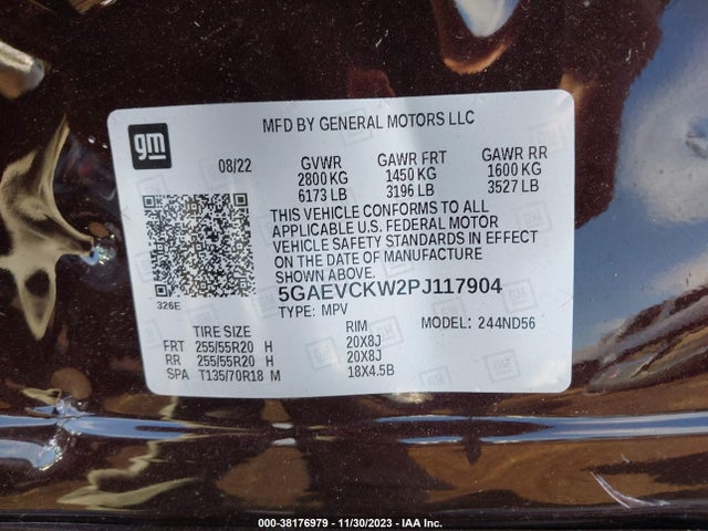2023 BUICK ENCLAVE AVENIR AWD VIN: 5GAEVCKW2PJ117904