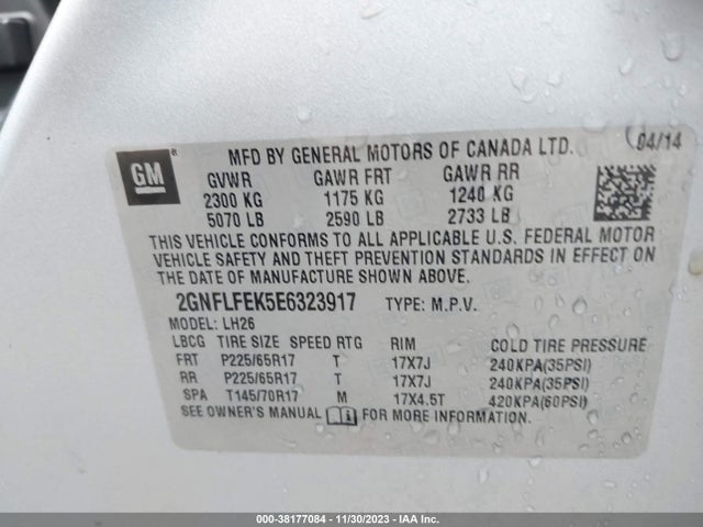 Chevrolet EQUINOX 1LT 2014 2GNFLFEK5E6323917 Image 9