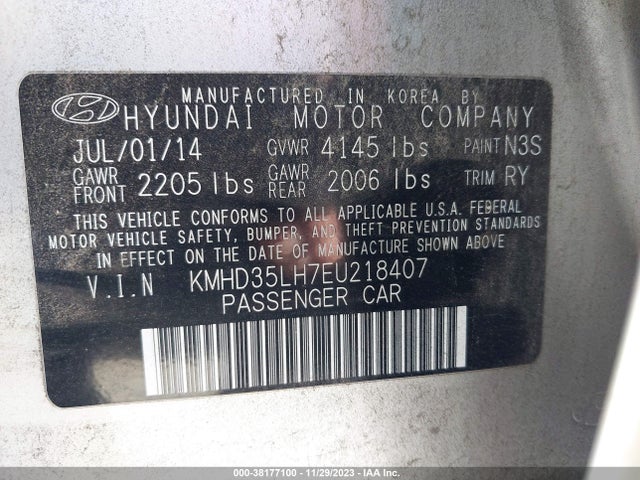 2014 HYUNDAI ELANTRA GT VIN: KMHD35LH7EU218407