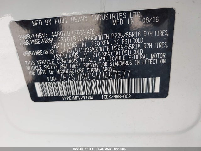 JF2SJAWC9HH457577 Subaru Forester