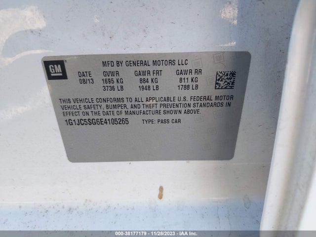 Chevrolet Sonic Lt Auto 2014 1G1JC5SG6E4105265 Image 9