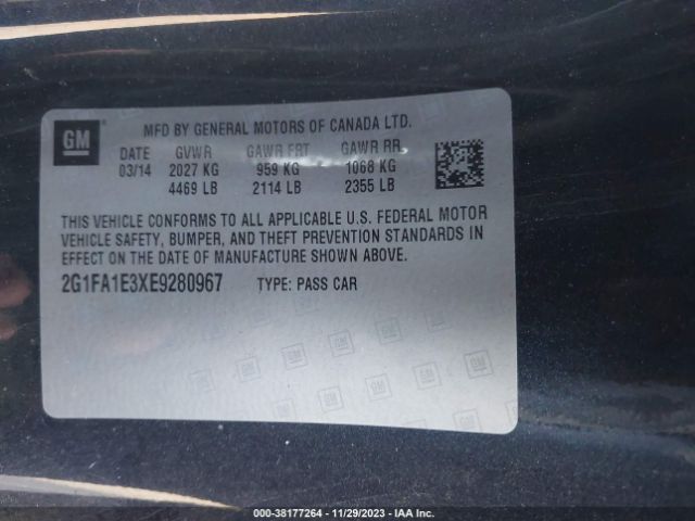 2014 CHEVROLET CAMARO 2G1FA1E3XE9280967 Photo 8