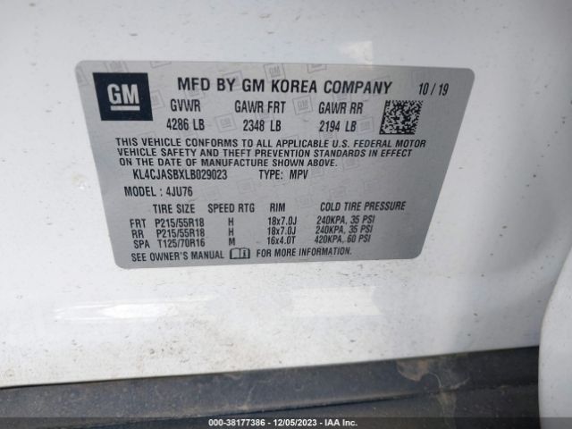 KL4CJASBXLB029023 Buick Encore Fwd Preferred