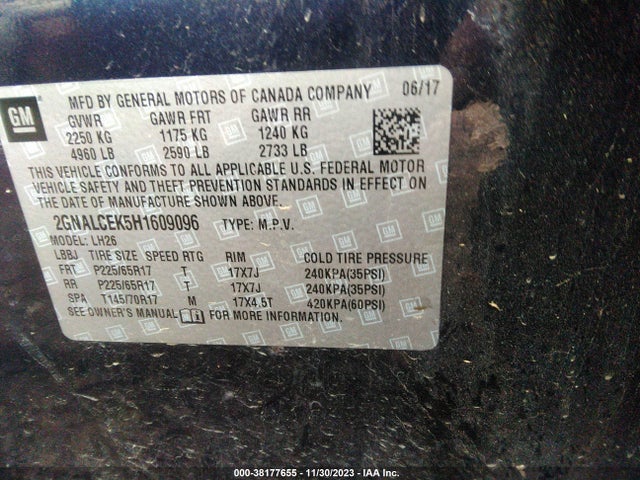 Chevrolet EQUINOX LT 2017 2GNALCEK5H1609096 Image 9