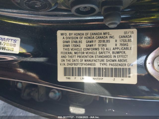 2HGFB2F72FH544655 Honda CIVIC SE
