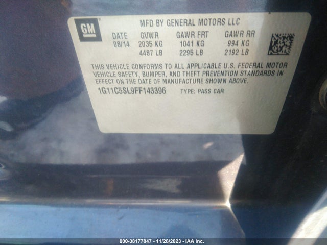 Chevrolet MALIBU 1LT 2015 1G11C5SL9FF143396 Image 9