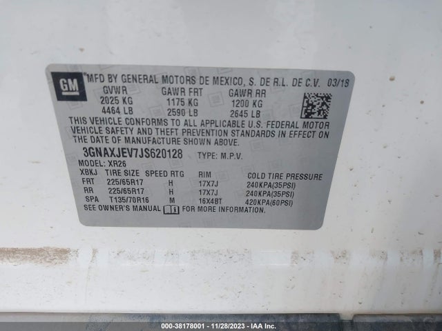 Chevrolet EQUINOX LT 2018 3GNAXJEV7JS620128 Image 9