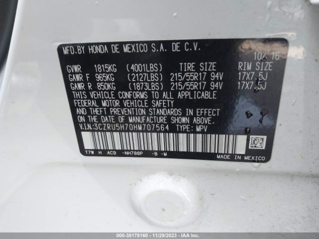 3CZRU5H70HM707564 Honda Hr-v Ex-l