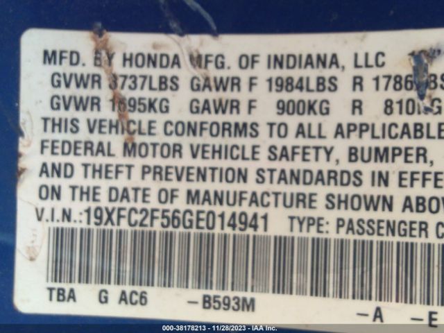19XFC2F56GE014941 Honda Civic Lx