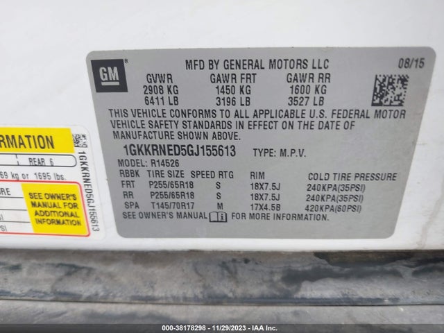 GMC Acadia Sle-1 2016 1GKKRNED5GJ155613 Image 9