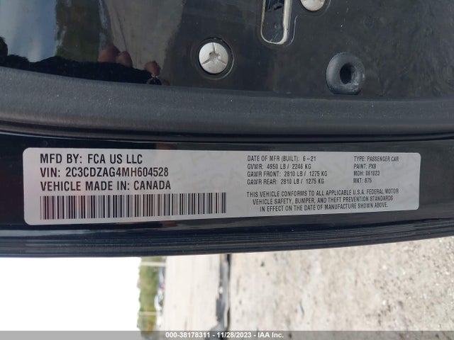 Dodge Challenger Sxt 2021 2C3CDZAG4MH604528 Image 9