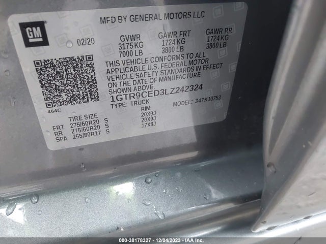 GMC Sierra 1500 4wd  Standard Box Elevation 2020 1GTR9CED3LZ242324 Image 9