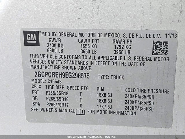 2014 CHEVROLET SILVERADO 1500 1LT VIN: 3GCPCREH9EG298575