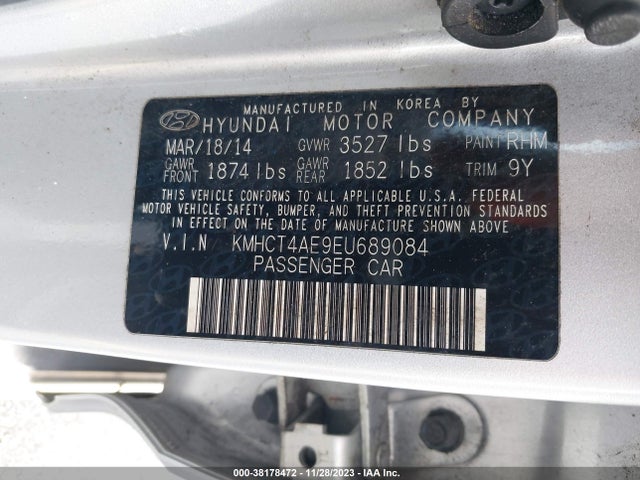 2014 HYUNDAI ACCENT GLS VIN: KMHCT4AE9EU689084