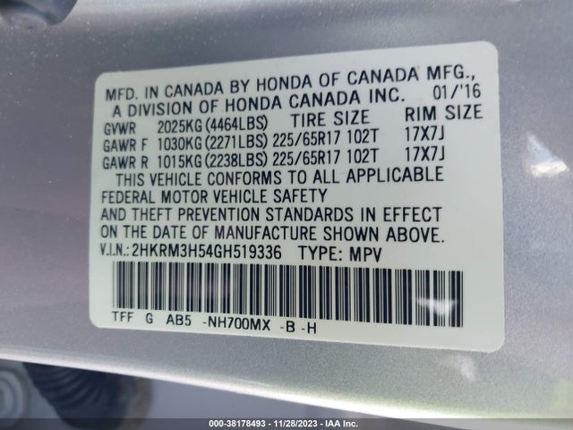 Honda CR-V EX 2016 2HKRM3H54GH519336 Image 9