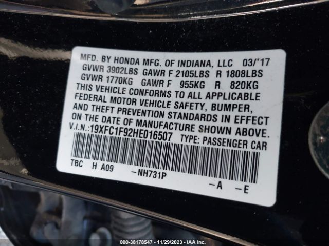 19XFC1F92HE016507 Honda Civic Sedan Touring