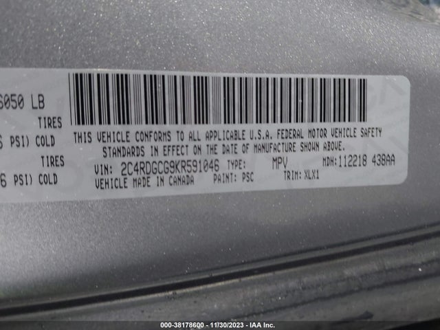 Dodge Grand Caravan Sxt 2019 2C4RDGCG9KR591046 Image 9