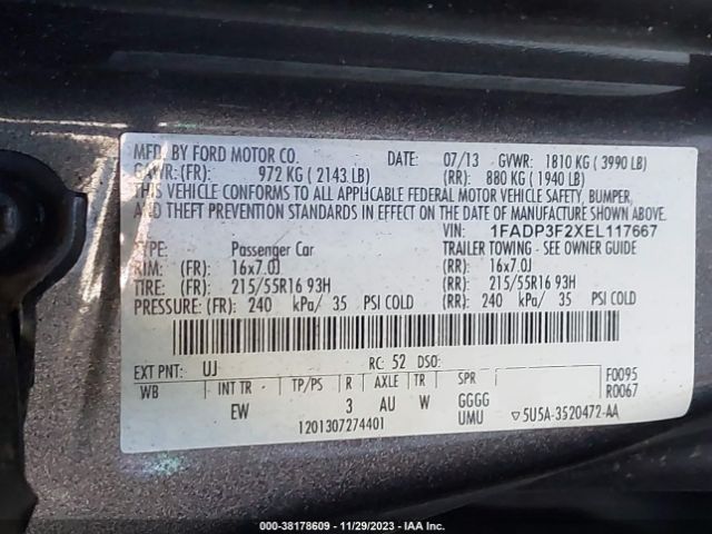 1FADP3F2XEL117667 Ford FOCUS SE