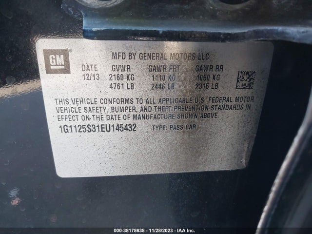 Chevrolet IMPALA LT 2014 1G1125S31EU145432 Image 9