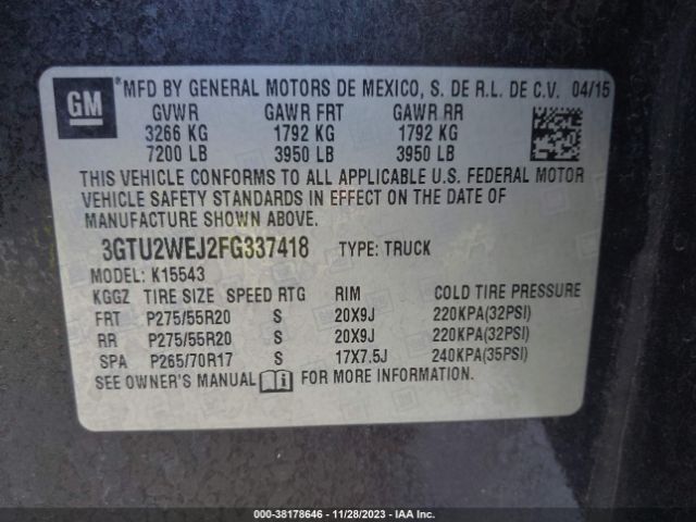 3GTU2WEJ2FG337418 GMC Sierra 1500 Denali