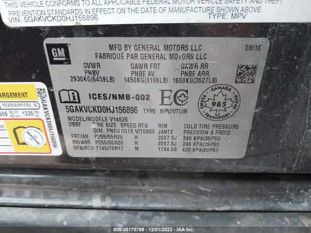 5GAKVCKD0HJ156896 Buick Enclave Premium