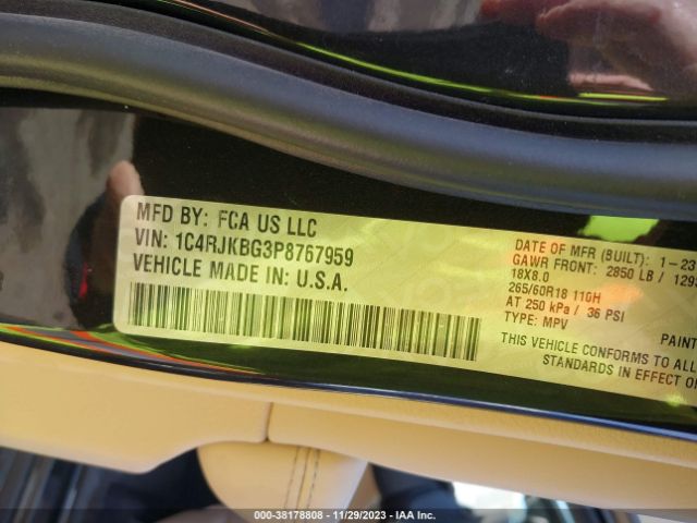 1C4RJKBG3P8767959 Jeep Grand Cherokee L Limited