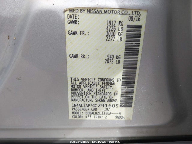 Nissan Altima 2.5 Sr 2016 1N4AL3AP7GC291605 Image 9