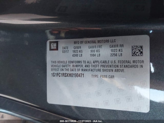 Chevrolet Camaro 2lt 2017 1G1FC1RSXH0190471 Image 9
