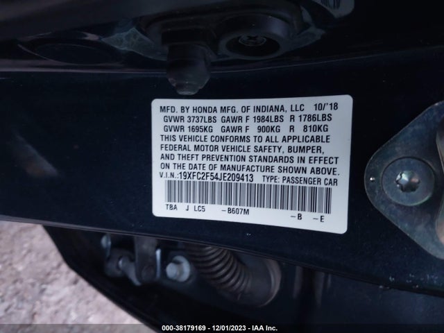 Honda Civic Lx 2018 19XFC2F54JE209413 Image 9