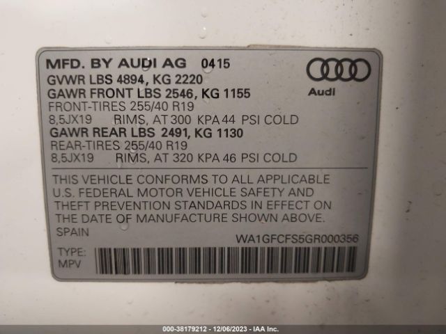WA1GFCFS5GR000356 Audi Q3 2.0t Premium Plus