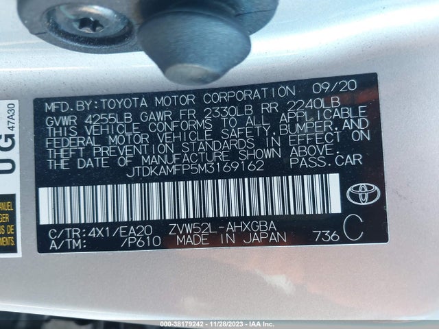 Toyota Prius Prime Xle 2021 JTDKAMFP5M3169162 Image 9