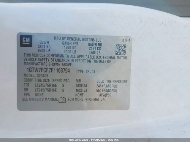 1GTW7FCF7F1168794 GMC Savana 2500 Work Van