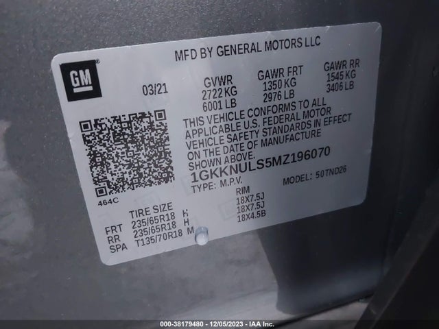 GMC Acadia Awd Slt 2021 1GKKNULS5MZ196070 Image 9