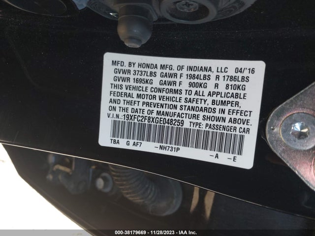 Honda Civic Sedan Ex 2016 19XFC2F8XGE048259 Image 9