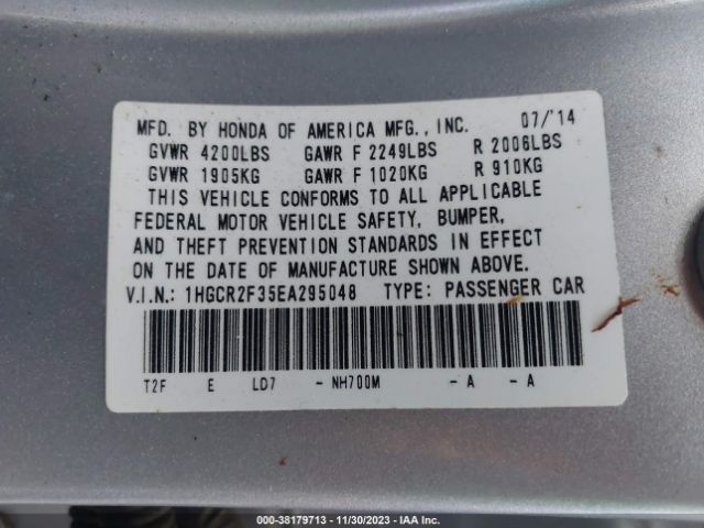 1HGCR2F35EA295048 Honda ACCORD LX