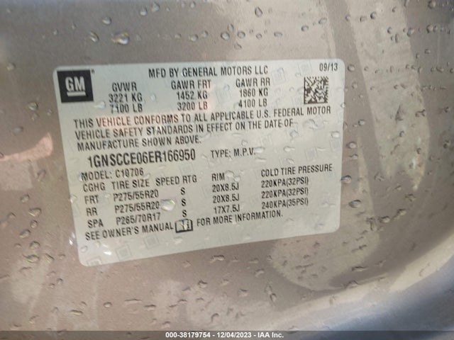 Chevrolet Tahoe Ltz 2014 1GNSCCE06ER166950 Image 9