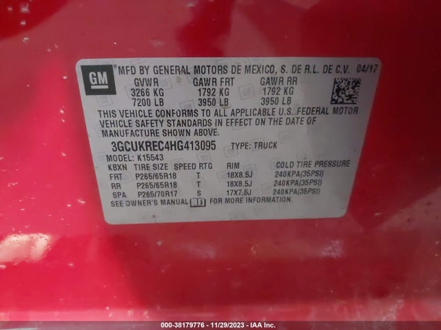 Chevrolet Silverado 1500 2lt 2017 3GCUKREC4HG413095 Image 9