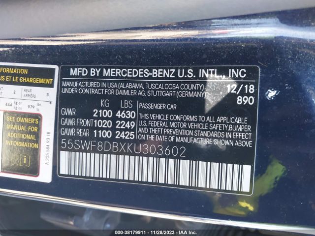 55SWF8DBXKU303602 Mercedes-Benz C 300