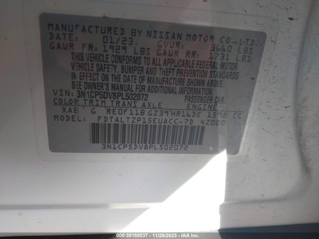 2023 NISSAN KICKS SR XTRONIC CVT VIN: 3N1CP5DV8PL502072