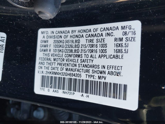 Honda CR-V LX 2016 2HKRM4H32GH694205 Image 9