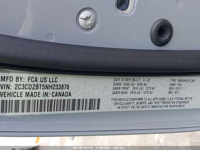 2C3CDZBT5NH233876 Dodge Challenger R/t