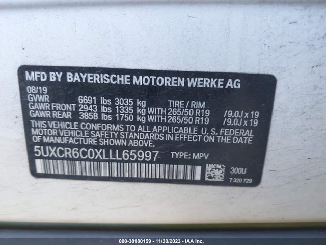 BMW X5 Xdrive40i 2020 5UXCR6C0XLLL65997 Image 9