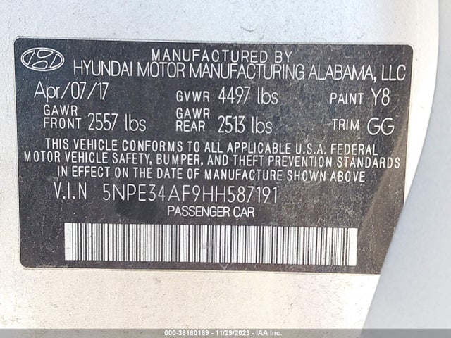 Hyundai Sonata Sport 2017 5NPE34AF9HH587191 Image 9