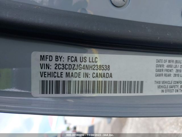 2C3CDZJG4NH238538 Dodge Challenger Gt